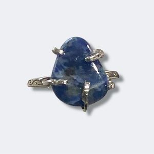 Artesian Handmade Natural Sodalite Quartz 925 Sterling Silver Adjustable Ring